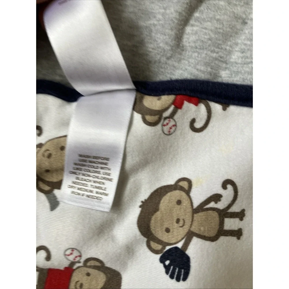Carter's Just One You BASEBALL MONKEY Baby BLANKET‎ Cotton Lovey Security 25x31